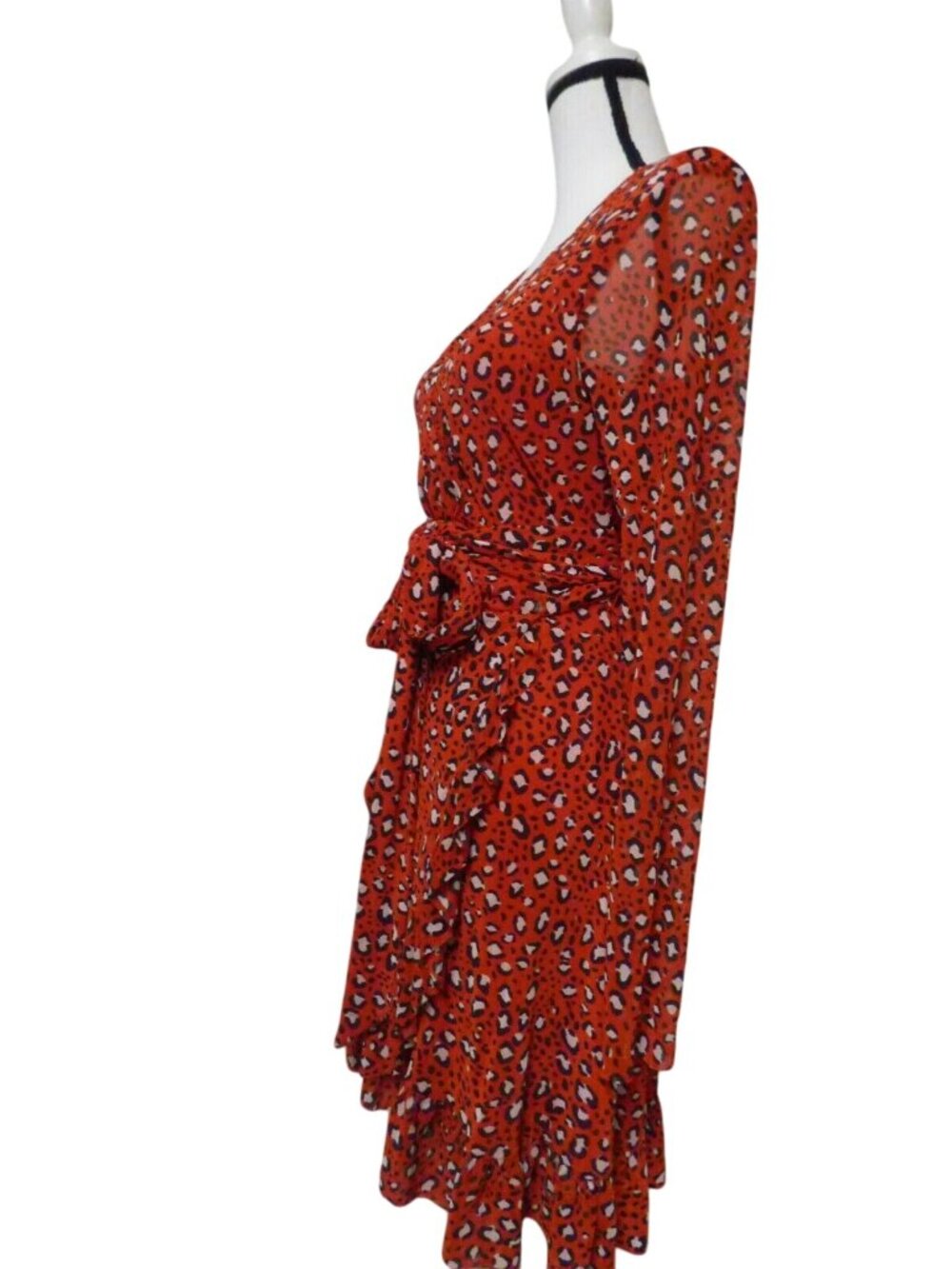 Sanctuary Emma Ruffled Wrap Dress, Red, Size M - Picture 10 of 11